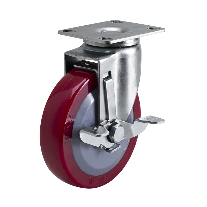 EDL Light 4'' 70kg Plate Side Wheel Brake TPU caster 36124C-364-84/C