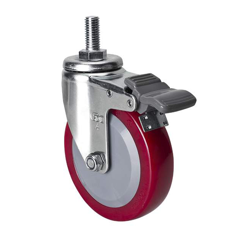 EDL Light 4'' 70kg Threaded Plastic Dual Brake TPU caster 36144H-364-84