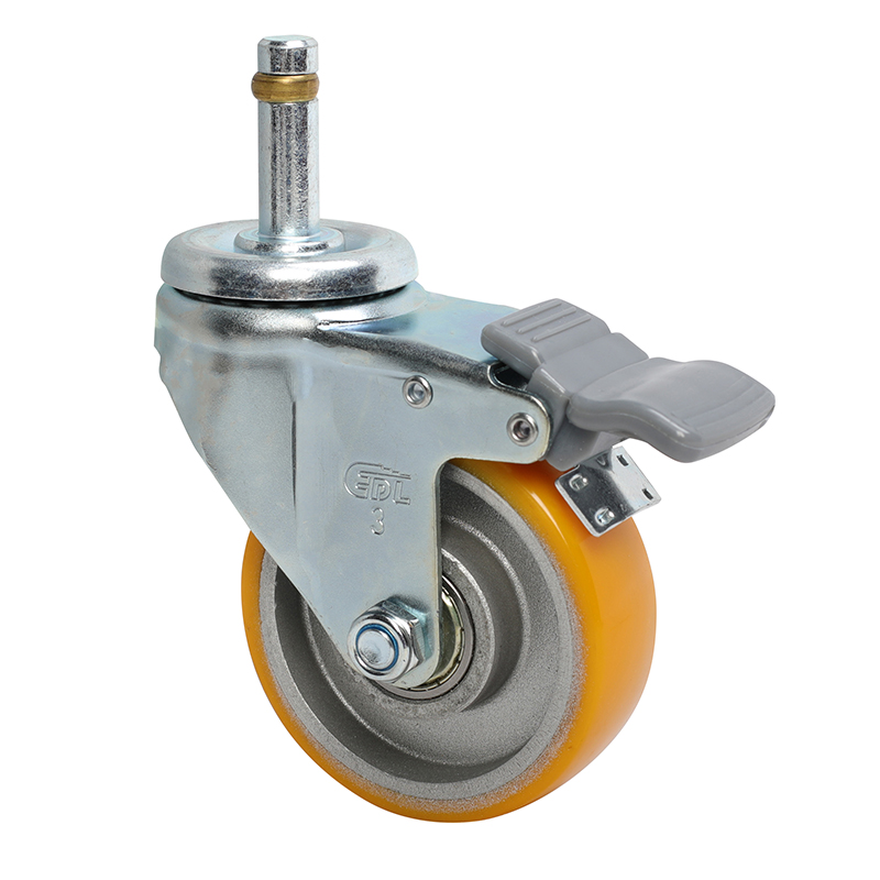 EDL Light 3'' 80kg Stem Plastic Dual Brake TPU caster 36163H-363-86A