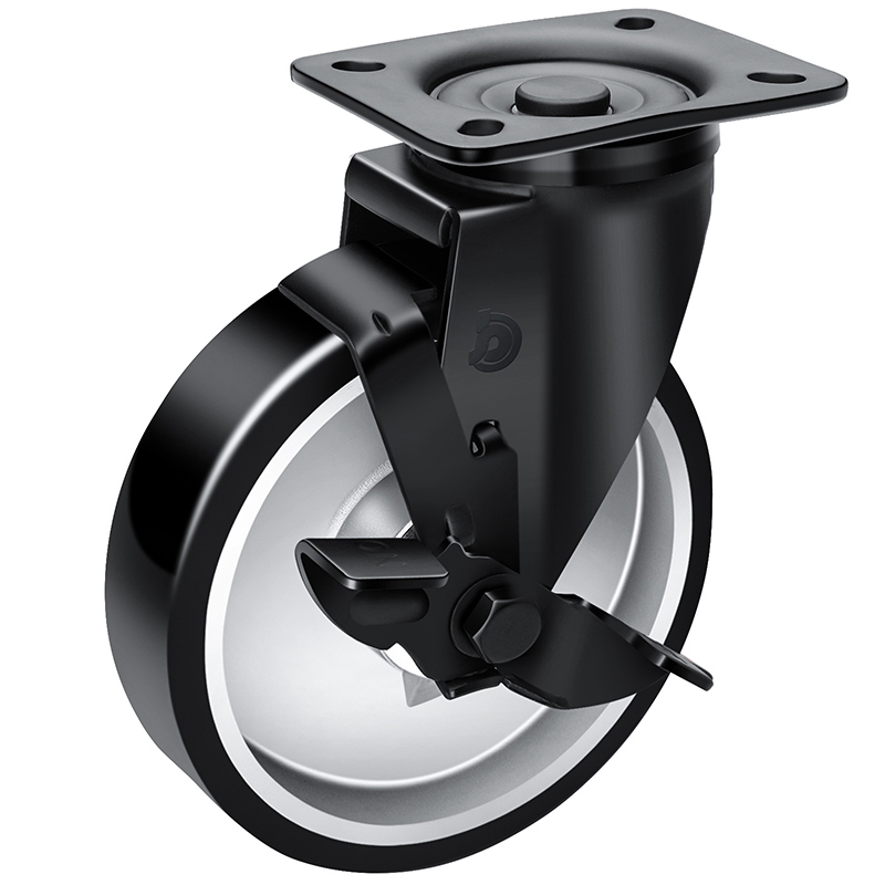 捷乐步 抗静电中型6英寸300kg平顶侧刹高强度聚氨酯(TPU)脚轮 J64526C-A646-86A/C