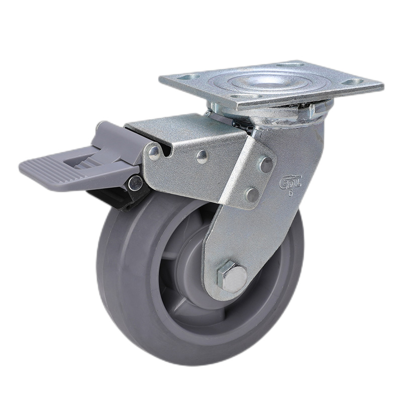 EDL Heavy 6'' 350kg Plate Plastic Dual Brake TPE Caster 73126H-736-56