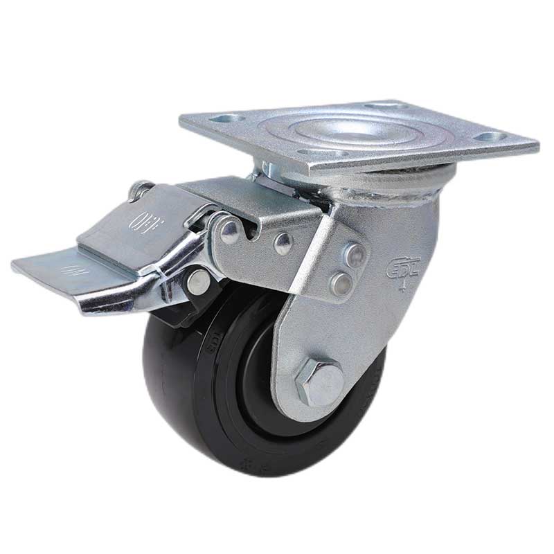 EDL Heavy 4'' 320kg Plate Iron Dual Brake PU Caster 73124L-734-66