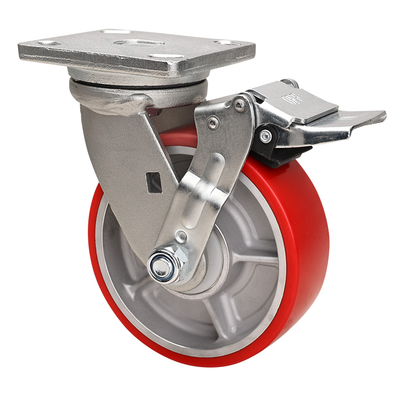 EDL Heavy 6" 750kg Plate Iron Wheel Brake TPU Caster 78126E-786-86A/E