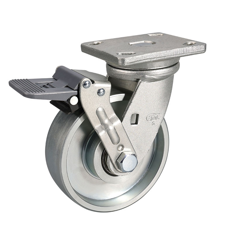 EDL Heavy 6" 950kg Plate Plastic Wheel Brake Carbon Steel Caster 78126F-786-96/F