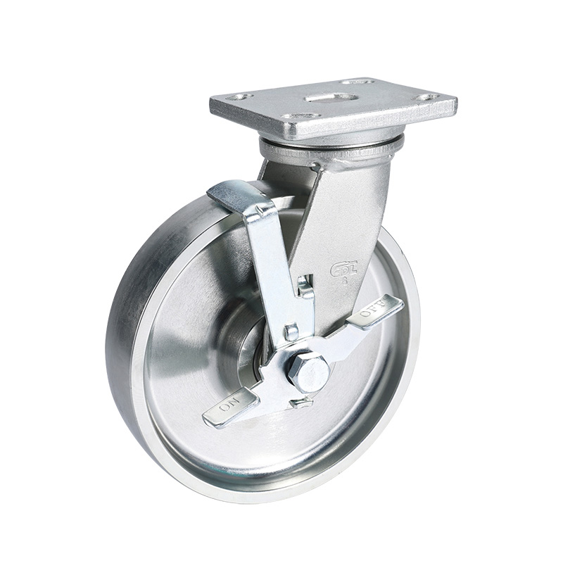EDL Heavy 8" 1000kg Plate Side Wheel Brake Carbon Steel Caster 78128C-788-96/C