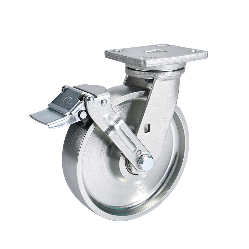 EDL Heavy 8" 1000kg Plate Iron Wheel Brake Carbon Steel Caster 78128E-788-96/E