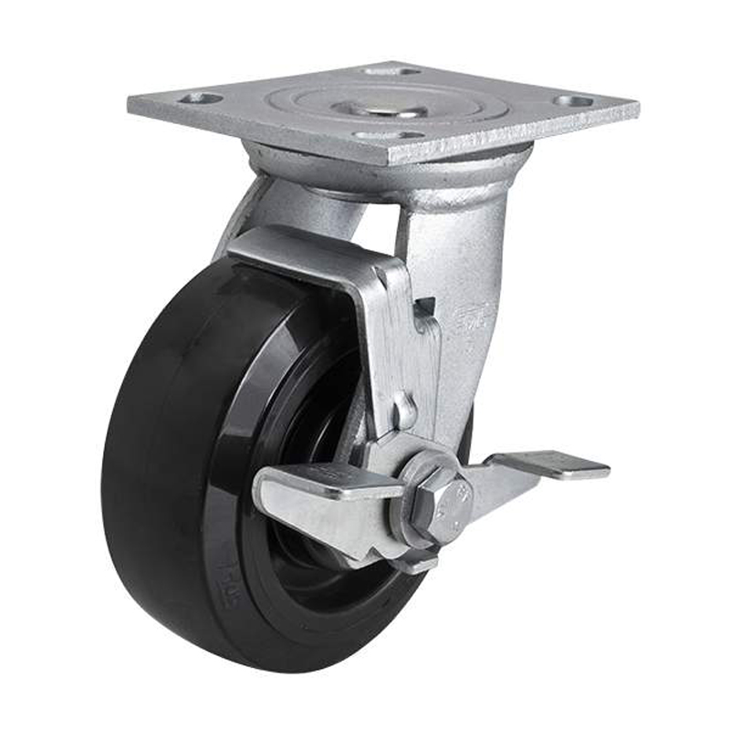EDL Heavy 5'' 350kg Plate Side Wheel Brake PU Caster 73125C-735-66/C