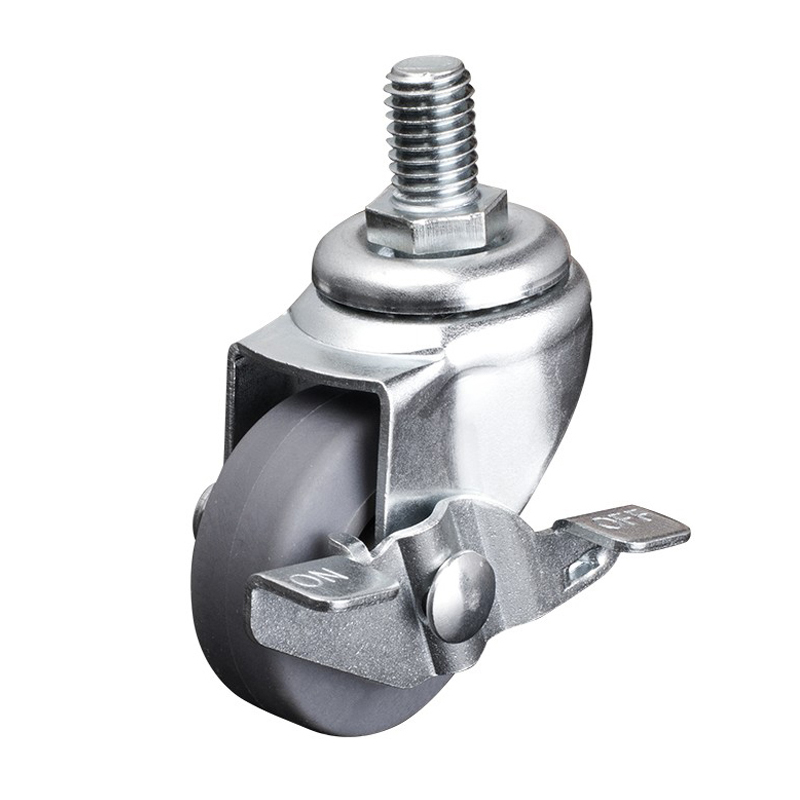 EDL Mini 2'' 30kg Threaded Axle Brake TPE Caster 20142A-202-52/A