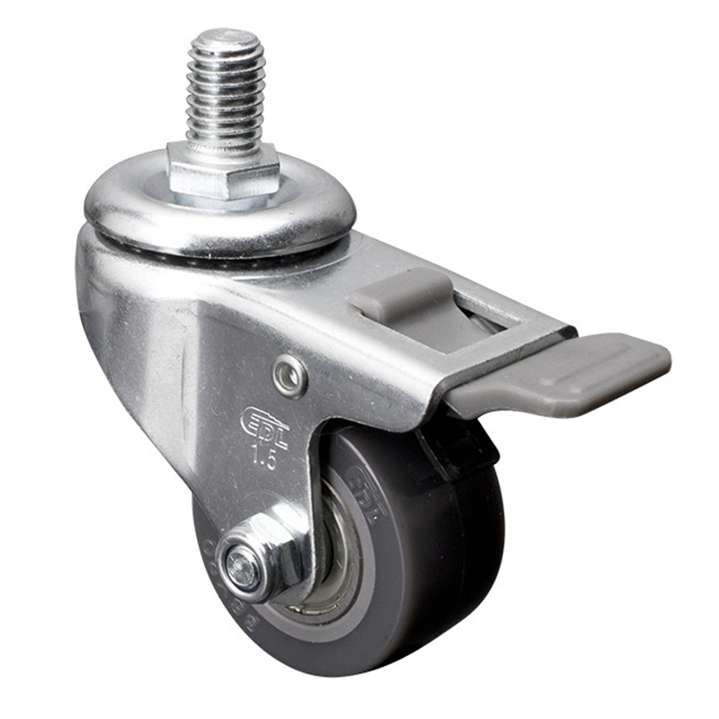 EDL Mini 1.5'' 40kg Threaded Plastic Dual Brake PU Caster 261415H-2615-76