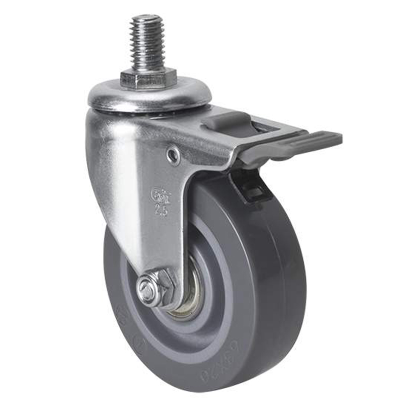 EDL Mini 2.5'' 40kg Threaded Plastic Dual Brake PU Caster 261425H-2625-76