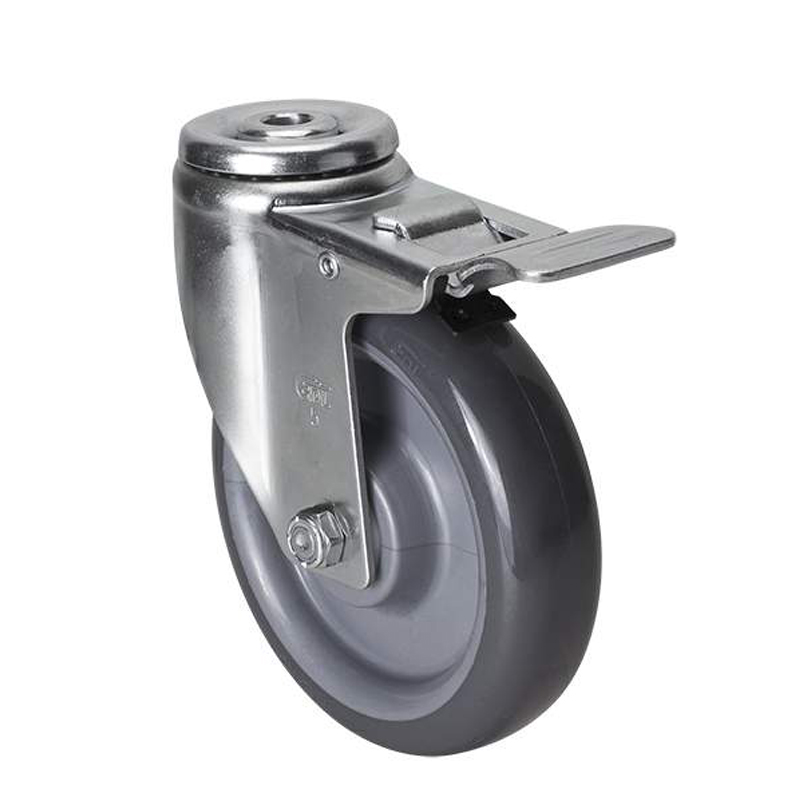 EDL Medium 5'' 130Kg Bolt Hole  Iron Dual Brake PU Caster50185L-505-75