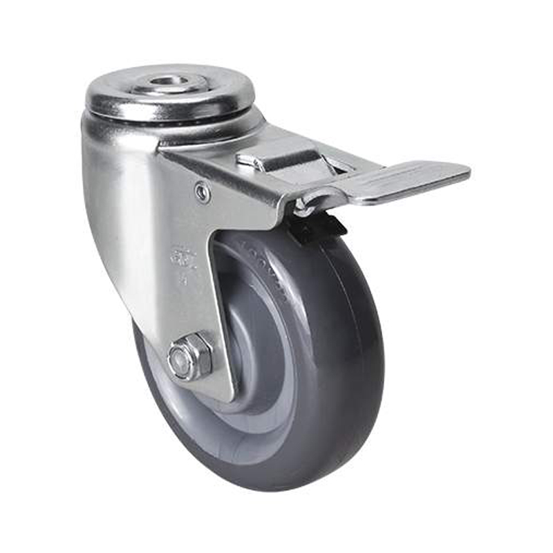 EDL Medium 4'' 130Kg Bolt Hole  Iron Dual Brake PU Caster50184L-504-75