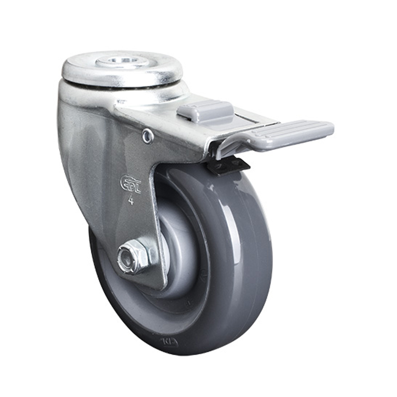 EDL Medium 4'' 130Kg Bolt Hole Plastic Dual Brake PU Caster50184H-504-75