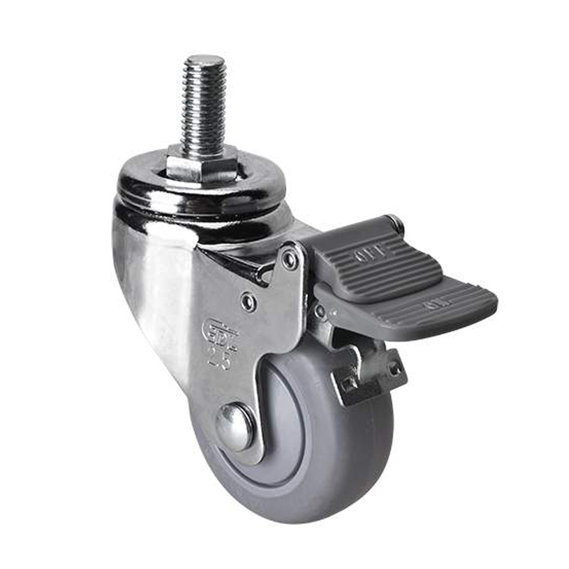 EDL Light 2.5'' 70kg Threaded Plastic Dual Brake TPE Caster 372425H-3725-57