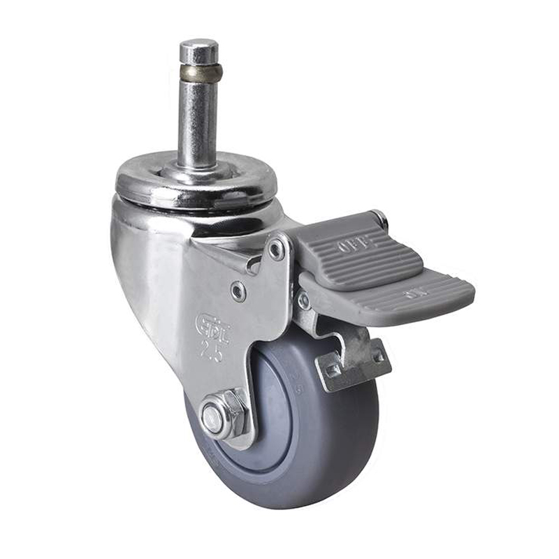 EDL Light 2.5'' 70kg Stem Plastic Dual Brake TPE Caster 372625H-3725-57