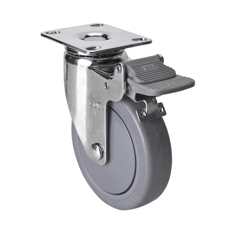EDL Light 4'' 70kg Plate Plastic Dual Brake TPE Caster 37224H-374-57