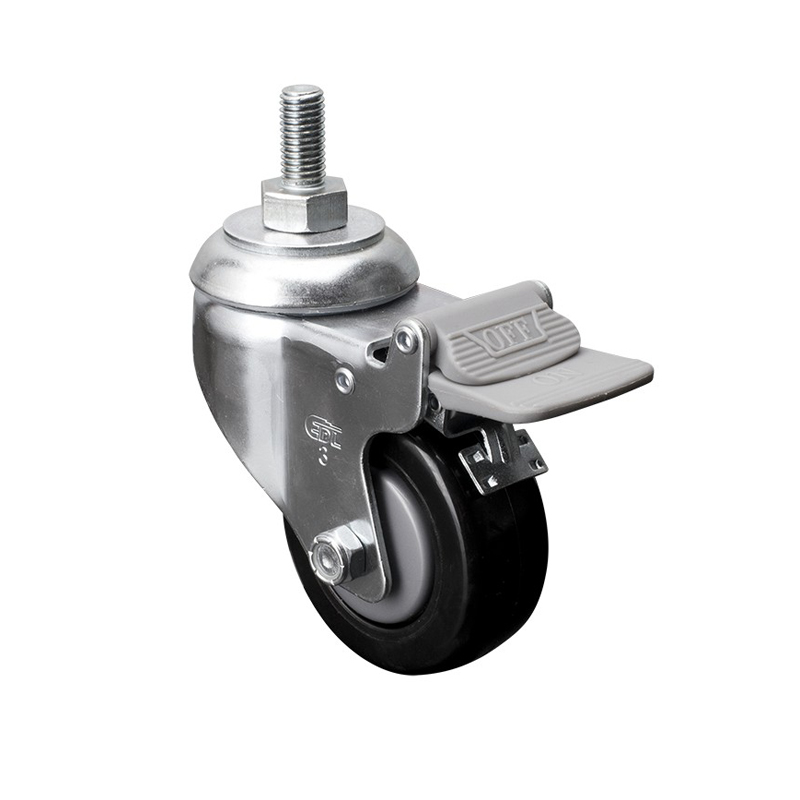 EDL Medium 3'' 110Kg Threaded Plastic Dual Brake PU Caster 57143H-573-67