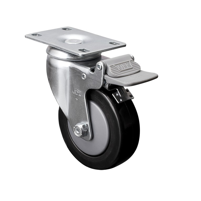 EDL Medium 4'' 110Kg Plate Plastic Dual Brake PU Caster 57124H-574-67