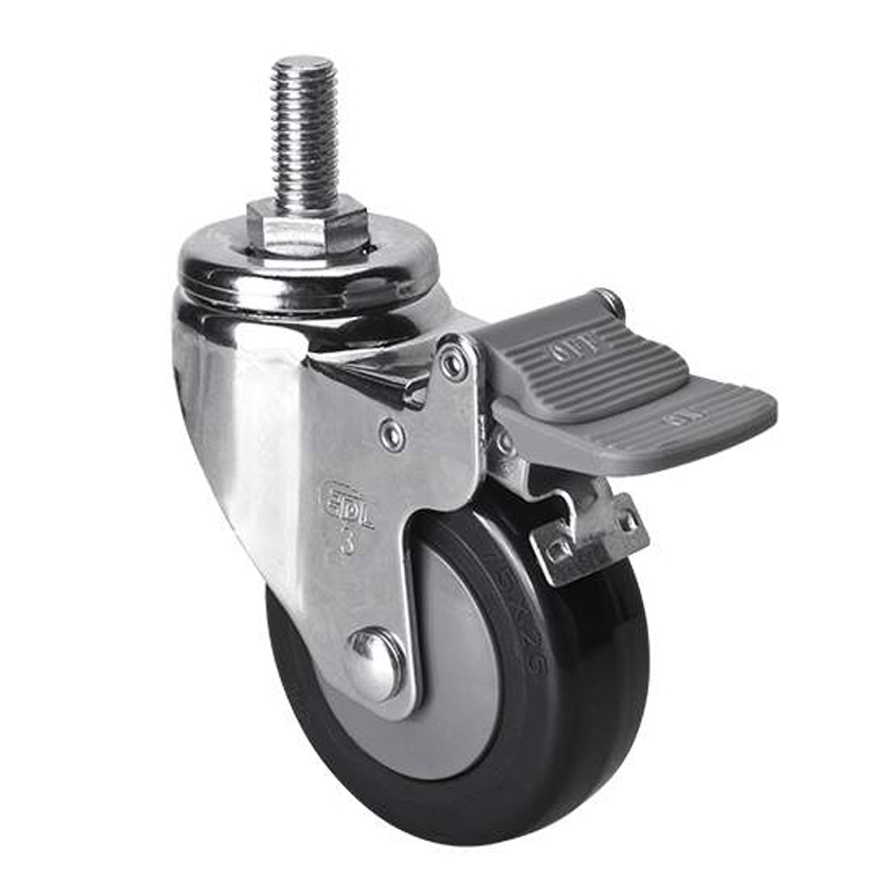 EDL Light 3'' 70kg Threaded Plastic Dual Brake PU Caster 37243H-373-67