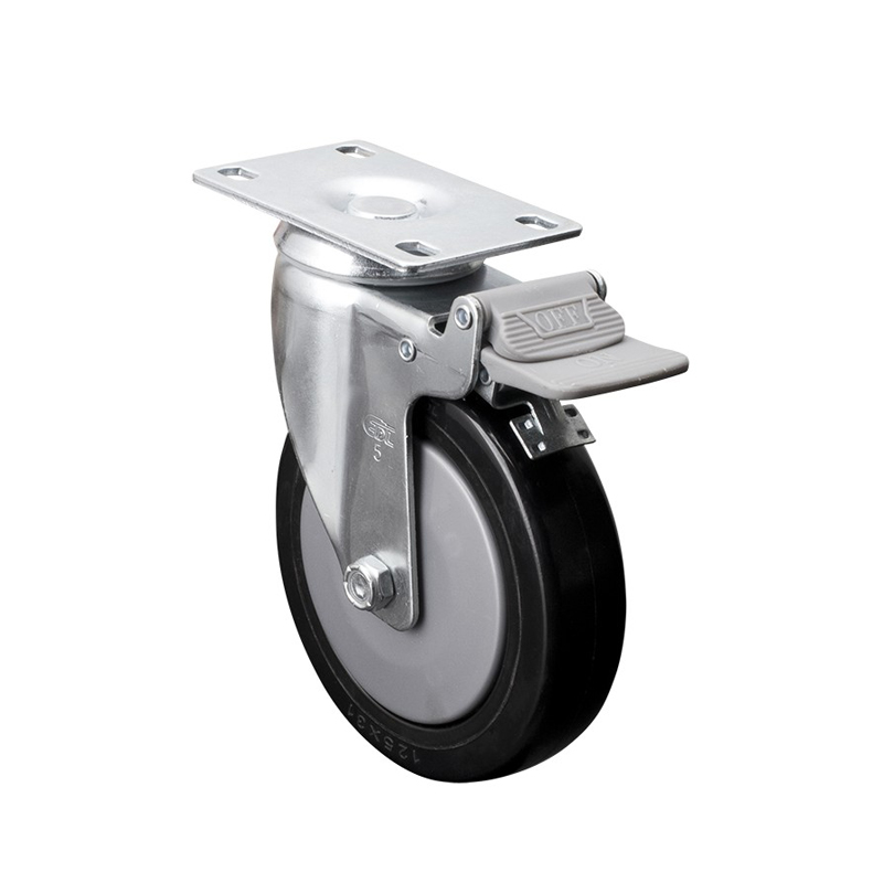 EDL Medium 5'' 110Kg Plate Plastic Dual Brake PU Caster 57125H-575-67