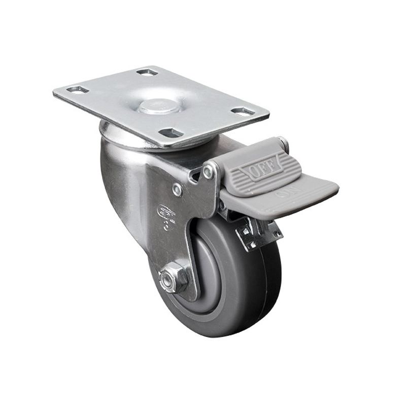 EDL Medium 3'' 130Kg Plate Plastic Dual Brake PU Caster 57123H-573-77