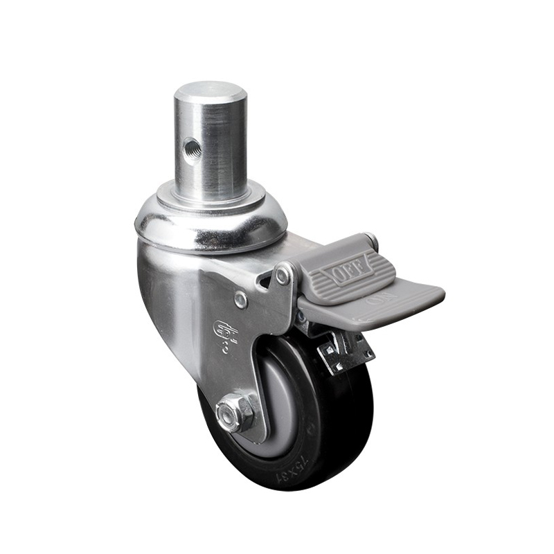 EDL Medium 3'' 110Kg Stem Plastic Dual Brake PU Caster 57163H-573-67