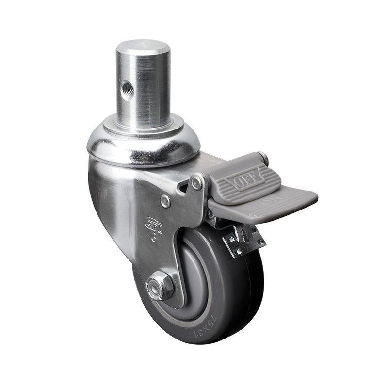 EDL Medium 3'' 130Kg Stem Plastic Dual Brake PU Caster 57163H-573-77