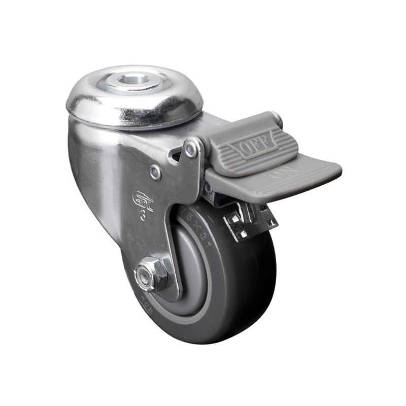 EDL Medium 3'' 130Kg Bolt Hole Plastic Dual Brake PU Caster 57183H-573-77
