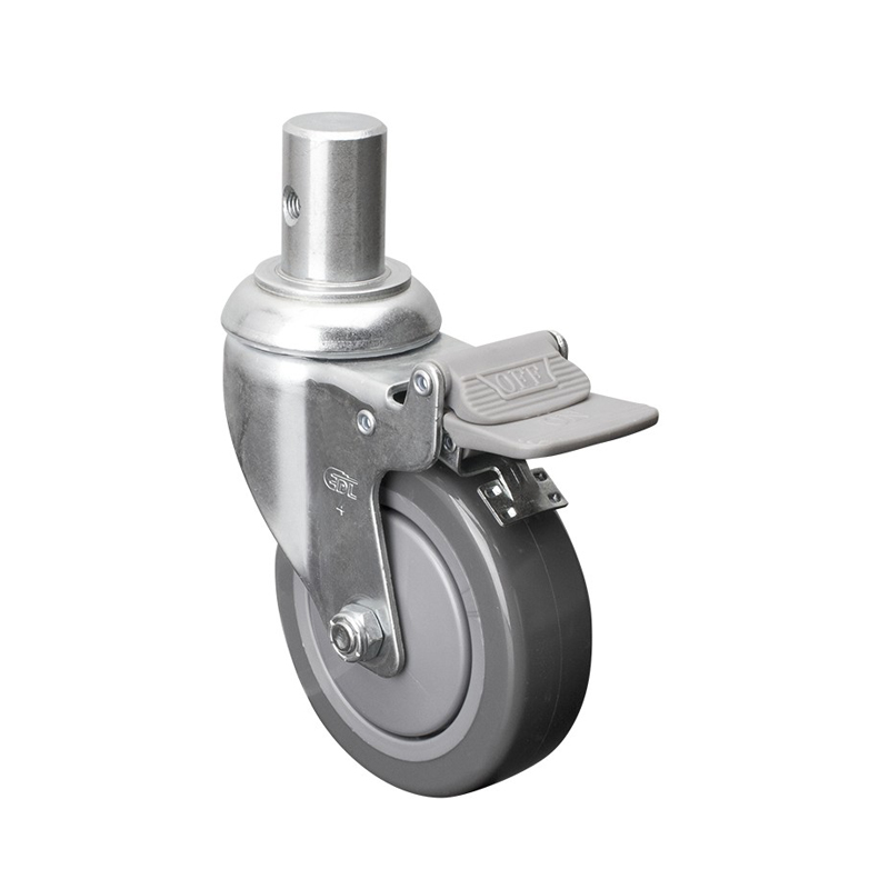 EDL Medium 4'' 130Kg Stem Plastic Dual Brake PU Caster 57164H-574-77