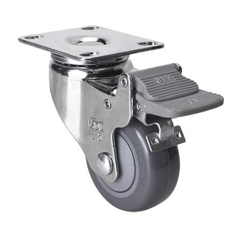 EDL Light 2.5'' 80kg Plate Plastic Dual Brake PU Caster 372225H-3725-77