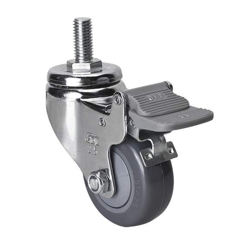 EDL Light 2.5'' 80kg Threaded Plastic Dual Brake PU Caster 372425H-3725-77