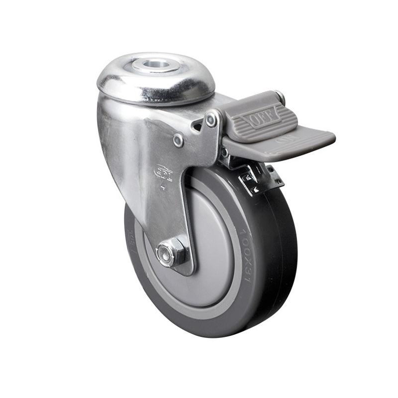 EDL Medium 4'' 130Kg Bolt Hole Plastic Dual Brake PU Caster 57184H-574-77