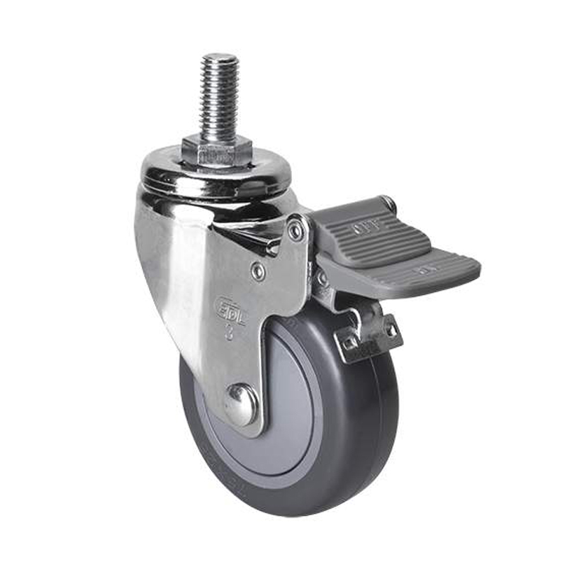 EDL Light 3'' 80kg Threaded Plastic Dual Brake PU Caster 37243H-373-77