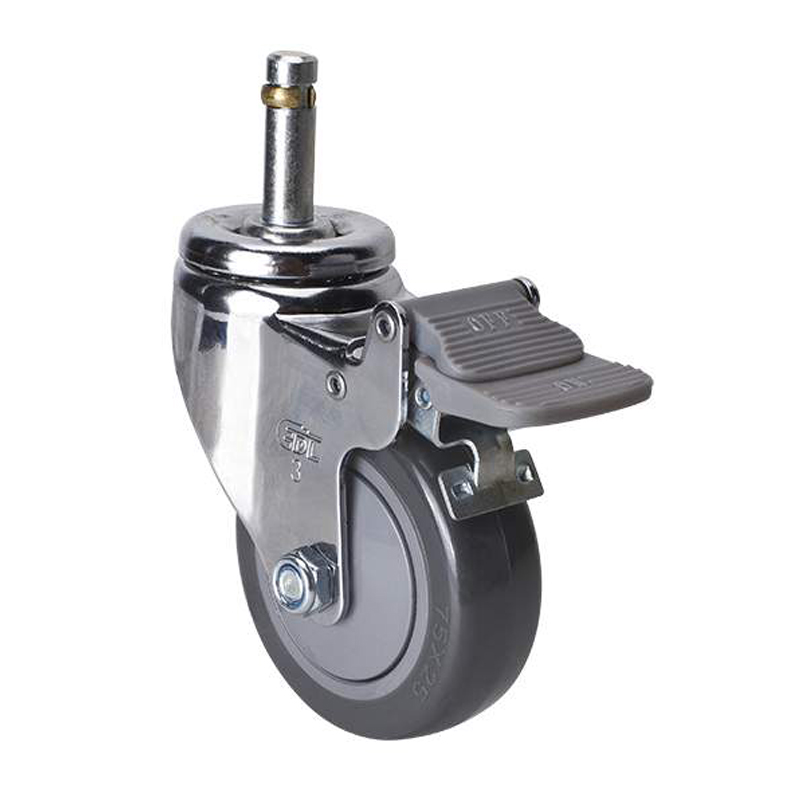 EDL Light 3'' 80kg Stem Plastic Dual Brake PU Caster 37263H-373-77