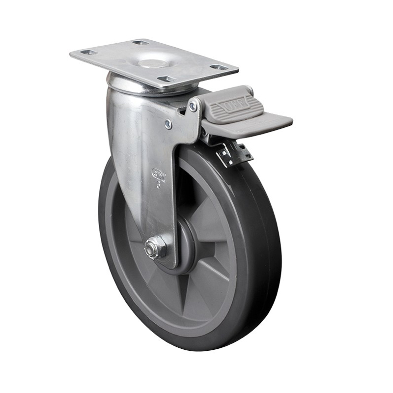 EDL Medium 6'' 130Kg Plate Plastic Dual Brake PU Caster 57126H-576-77