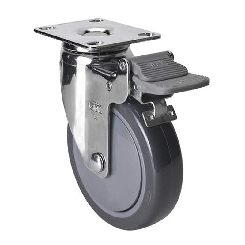 EDL Light 4'' 80kg Plate Plastic Dual Brake PU Caster 37224H-374-77
