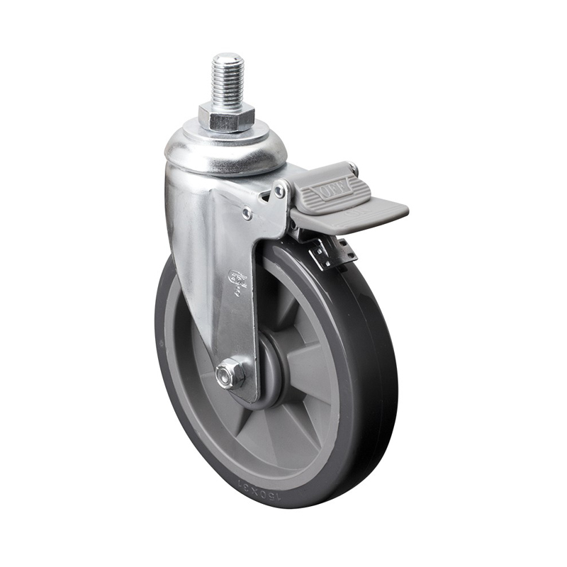 EDL Medium 6'' 130Kg Threaded Plastic Dual Brake PU Caster 57146H-576-77