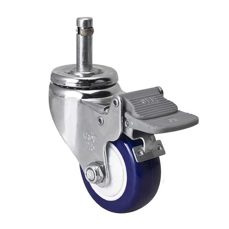 EDL Light 2.5'' 80kg Stem Plastic Dual Brake TPU Caster 372625H-3725-87