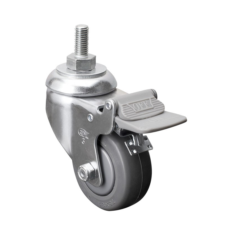 EDL Medium 3'' 110Kg Threaded Plastic Dual Brake TPE Caster 57143H-573-57