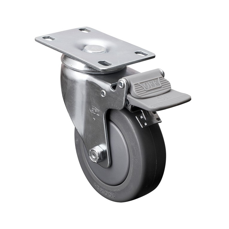 EDL Medium 4'' 110Kg Plate Plastic Dual Brake TPE Caster 57124H-574-57