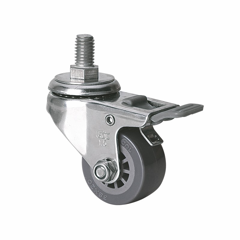 EDL Stainless Steel Mini 1.5'' 35kg Threaded Brake PU Caster S267415H-S2615-73