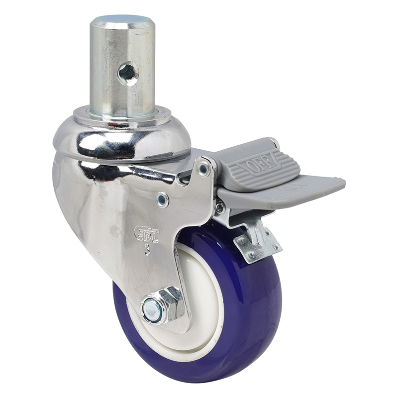 EDL Medium 3'' 130Kg Stem Plastic Dual Brake TPU Caster 57263H-573-87