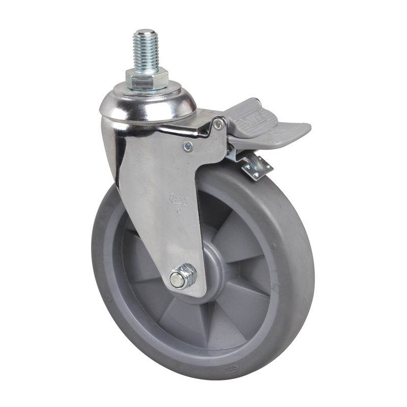 EDL Medium 6'' 110Kg Threaded Plastic Dual Brake TPE Caster 57246H-576-57