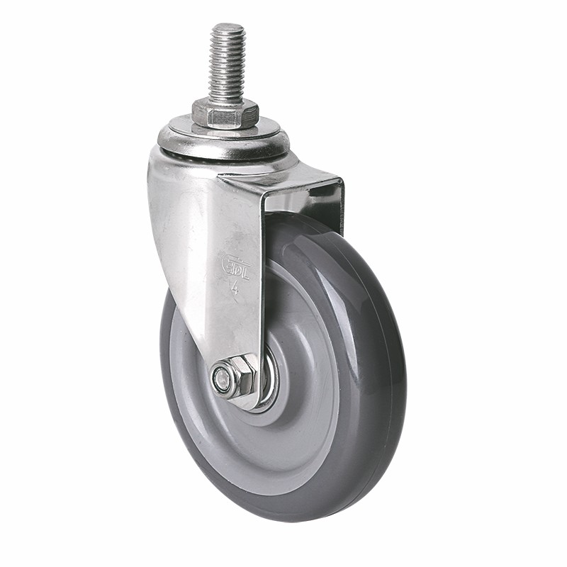 EDL Stainless Steel Light 4'' 70kg Threaded Swivel PU Caster S34734-S344-76
