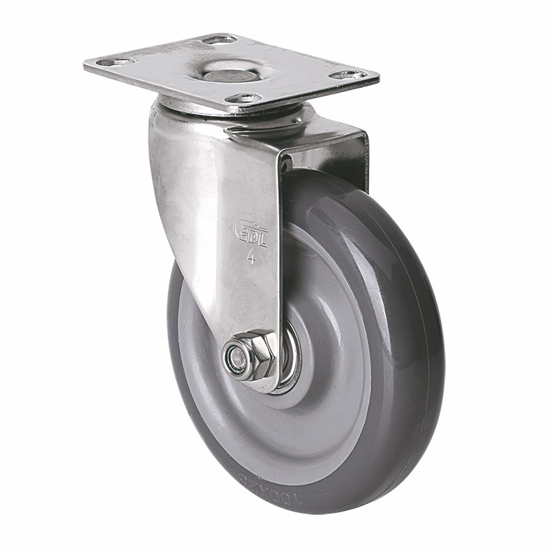 EDL Stainless Steel Light 4'' 70kg Plate Swivel PU Caster  S34714-S344-76