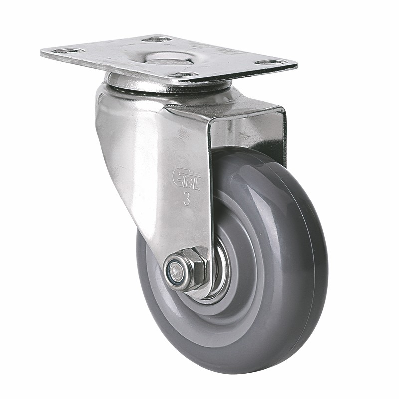 EDL Stainless Steel Light 3'' 70kg Plate Swivel PU Caster S34713-S343-76
