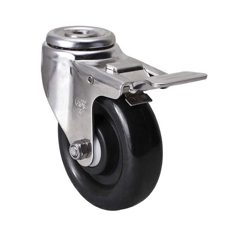 EDL Stainless Steel Medium 4'' 140kg Bolt Hole Brake PU Caster S54784L-S544-65