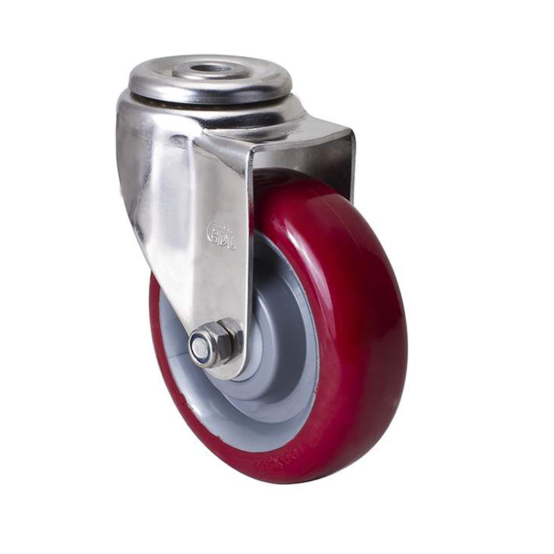 EDL Stainless Steel Medium 4'' 150kg Bolt Hole Swivel TPU Caster S54774-S544-85