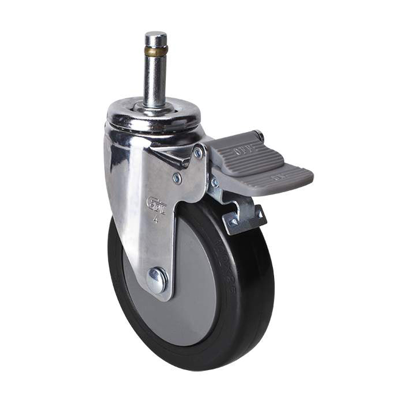 EDL Light 4'' 70kg Stem Plastic Dual Brake PU Caster 37264H-374-67