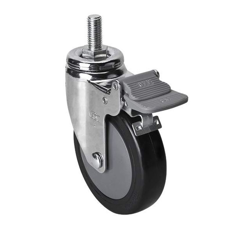 EDL Light 4'' 70kg Threaded Plastic Dual Brake PU Caster 37244H-374-67